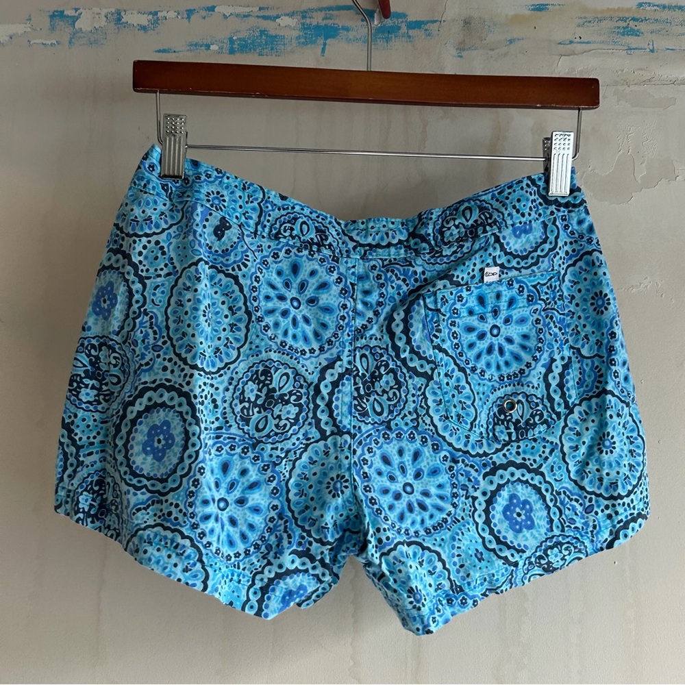 Blue Patterned Women's Shorts - Picture 2 of 5